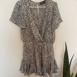 SugarLips Leopard Print Romper Off White Size Large with Flounces